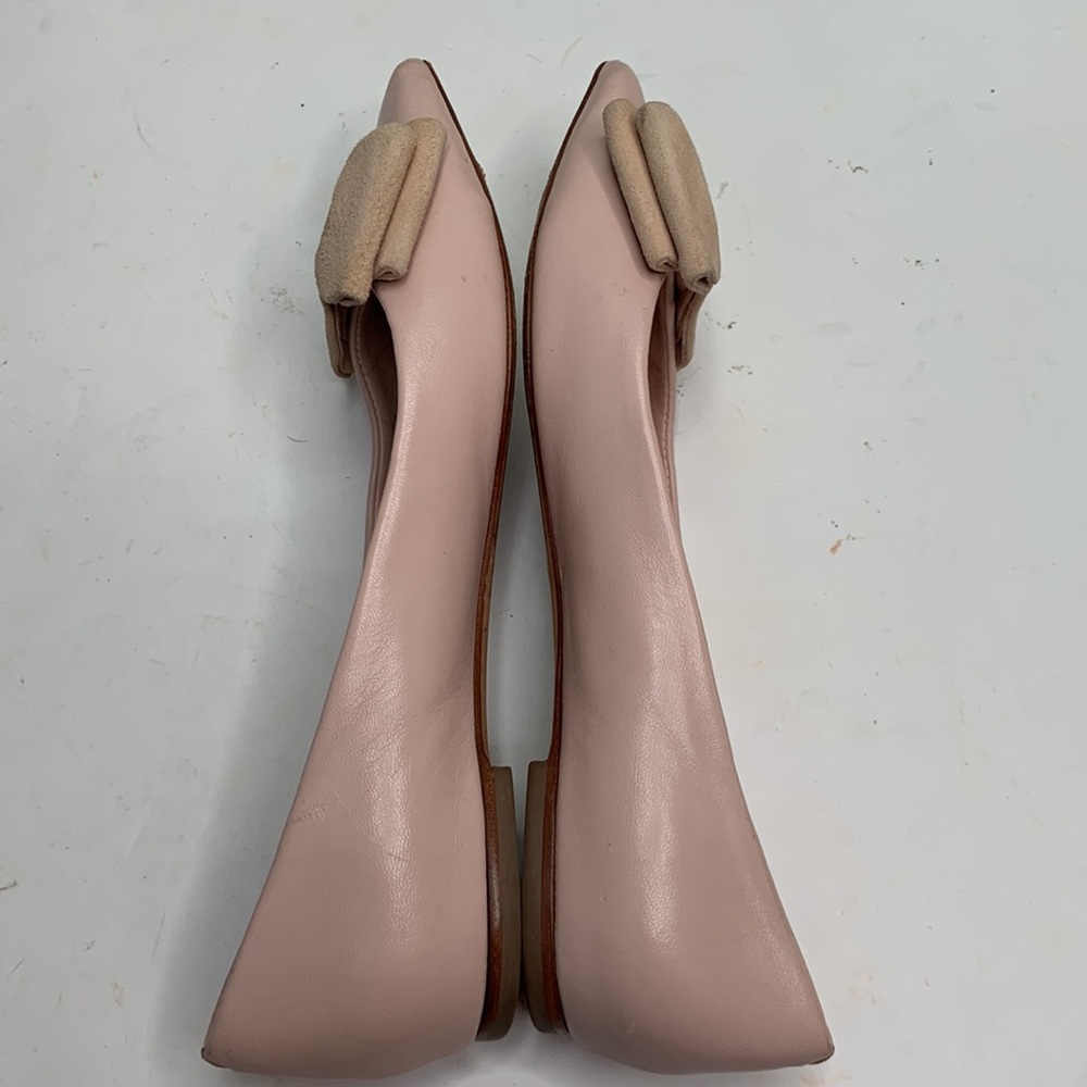 Tory Burch Rosalind Pale Pink Leather Ballet Flat with Bows S-168 Sz 7 - Picture 8 of 12